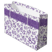 Happy 85th Birthday Number Pattern Paars/White Groot Cadeauzakje (Achterkant Gekanteld)