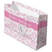 Happy 85th Birthday Number Pattern Pink/White Groot Cadeauzakje (Voorkant Gekanteld)