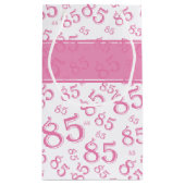 Happy 85th Birthday Number Pattern Pink/White Klein Cadeauzakje (Achterkant)