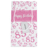 Happy 85th Birthday Number Pattern Pink/White Klein Cadeauzakje (Voorkant)