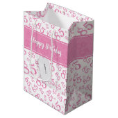 Happy 85th Birthday Number Pattern Pink/White Medium Cadeauzakje (Voorkant Gekanteld)