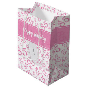 Happy 85th Birthday Number Pattern Pink/White Medium Cadeauzakje