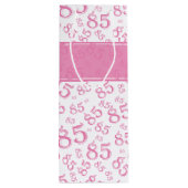 Happy 85th Birthday Number Pattern Pink/White Wijn Cadeautas (Achterkant)