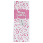 Happy 85th Birthday Number Pattern Pink/White Wijn Cadeautas (Voorkant)