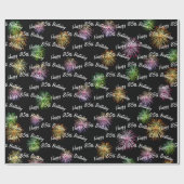 Happy 85th Birthday vuurwerk op zwart Cadeaupapier (Vlak)