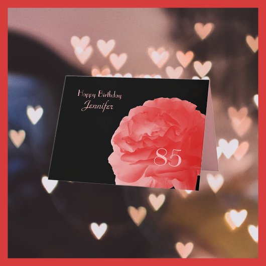 Happy 85th Birthday Wenskaart, Coral Pink Rose Kaart