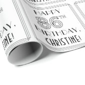 HAPPY 86TH BIRTHDAY; Art Deco Style; aangepaste na Cadeaupapier (Rol Hoek)