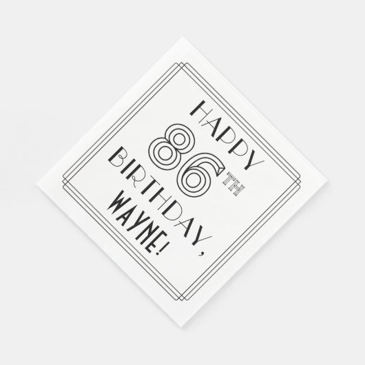 HAPPY 86TH BIRTHDAY; Art Deco Style; aangepaste na Servet (Hoek)