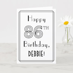 Happy 86th Birthday, Art Deco Style met aangepaste Kaart