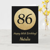 Happy 86th Birthday Black en Gold Glitter Kaart (Gele Bloem)