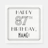 HAPPY 87TH BIRTHDAY; Art Deco Style; aangepaste na Servet (Voorkant)