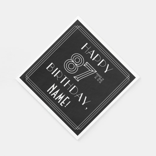 HAPPY 87TH BIRTHDAY; Art Deco Style; aangepaste na Servet (Hoek)
