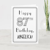 Happy 87th Birthday, Art Deco Style met aangepaste Kaart (Voorkant)