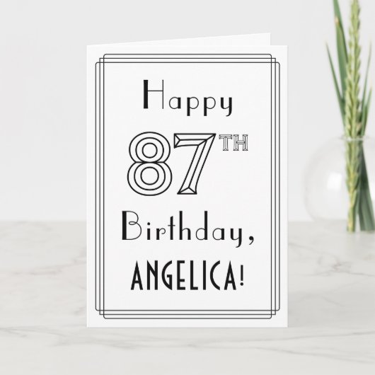 Happy 87th Birthday, Art Deco Style met aangepaste Kaart (Voorkant)