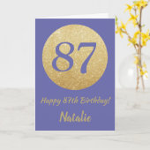 Happy 87th Birthday en Gold Glitter Kaart (Gele Bloem)