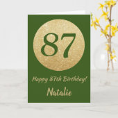 Happy 87th Birthday Green and Gold Glitter Card Kaart (Gele Bloem)