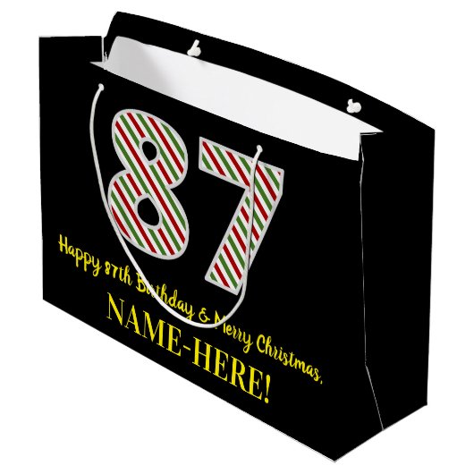 Happy 87th Birthday & Merry Kerstmis, aangepaste n Groot Cadeauzakje (Achterkant Gekanteld)