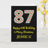 Happy 87th Birthday & Merry Kerstmis, aangepaste n Kaart (Gele Bloem)