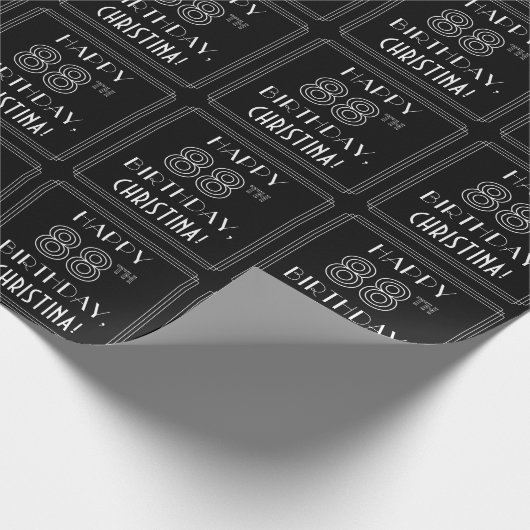 HAPPY 88TH BIRTHDAY; Art Deco Style met aangepaste Cadeaupapier (Hoek)