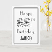 Happy 88th Birthday, Art Deco Style met aangepaste Kaart (Gele Bloem)