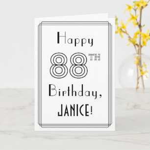 Happy 88th Birthday, Art Deco Style met aangepaste Kaart