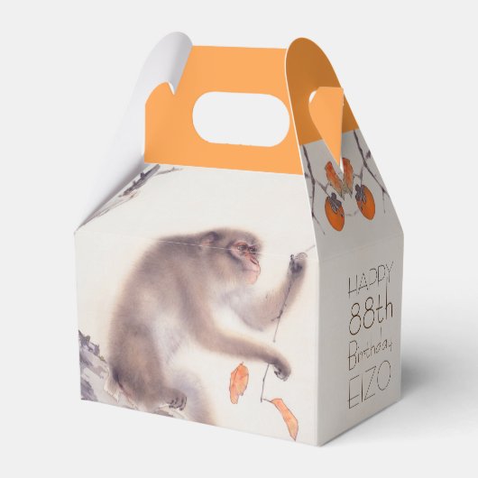 Happy 88th Birthday japanese schilderij Monkey GFB Bedankdoosjes (Achterkant)