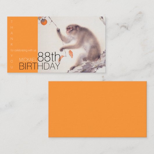 Happy 88th Birthday japans schilderij Monkey Enc Informatiekaartje (Voorkant / Achterkant)