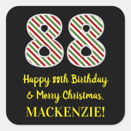 Happy 88th Birthday & Merry Kerstmis, aangepaste n Vierkante Sticker