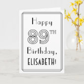 Happy 89th Birthday, Art Deco Style met aangepaste Kaart (Gele Bloem)