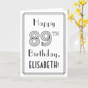 Happy 89th Birthday, Art Deco Style met aangepaste Kaart