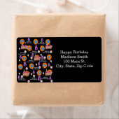 Happy 8th Birthday Adresetiketten, zwart Etiket (Insitu)