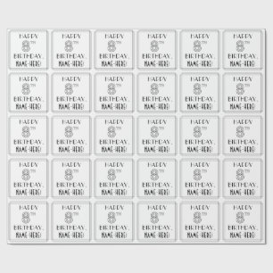 HAPPY 8TH BIRTHDAY; Art Deco Style; aangepaste naa Cadeaupapier