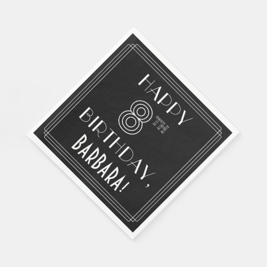 HAPPY 8TH BIRTHDAY; Art Deco Style; aangepaste naa Servet (Hoek)