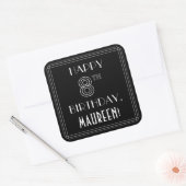 HAPPY 8TH BIRTHDAY; Art Deco Style; aangepaste naa Vierkante Sticker (Envelop)