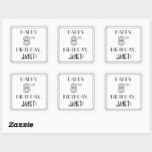 HAPPY 8TH BIRTHDAY, Art Deco Style, aangepaste naa Vierkante Sticker (Vel)