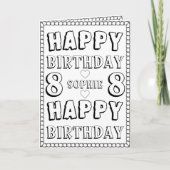 Happy 8th Birthday Colour Card Kaart (Voorkant)