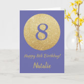 Happy 8th Birthday en Gold Glitter Kaart (Gele Bloem)