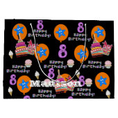 Happy 8th Birthday Gift Bag #8 Black Groot Cadeauzakje (Achterkant)