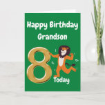 Happy 8th Birthday Grandson Kaart<br><div class="desc">Een mooie achtste verjaardagskaart voor je kleinzoon met een dansende leeuw.</div>