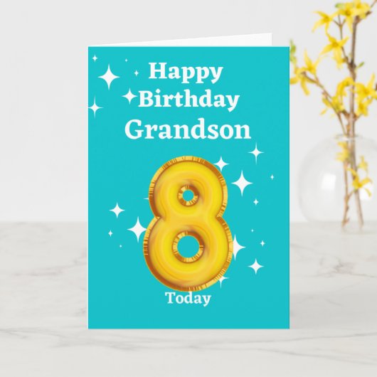 Happy 8th Birthday Grandson Kaart (Gele Bloem)