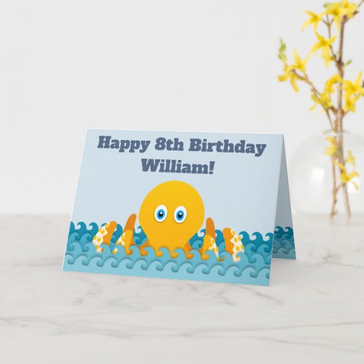 Happy 8th Birthday Kaart (Gele Bloem)