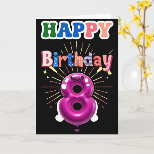 Happy 8th Birthday Kaart (Gele Bloem)