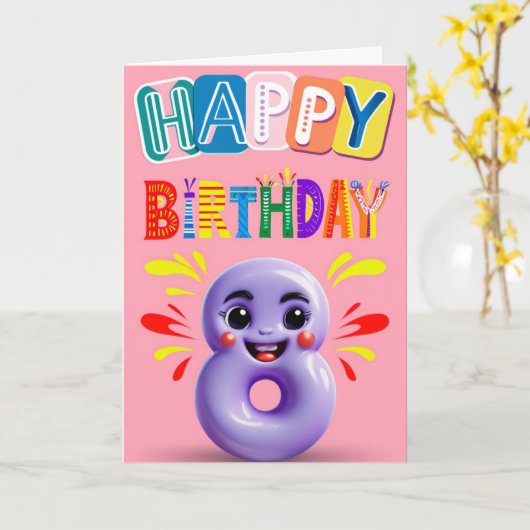 Happy 8th Birthday Kaart (Gele Bloem)