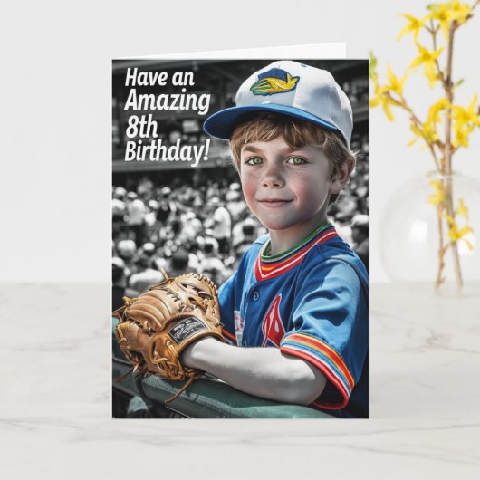 Happy 8th Birthday Kaart (Gele Bloem)