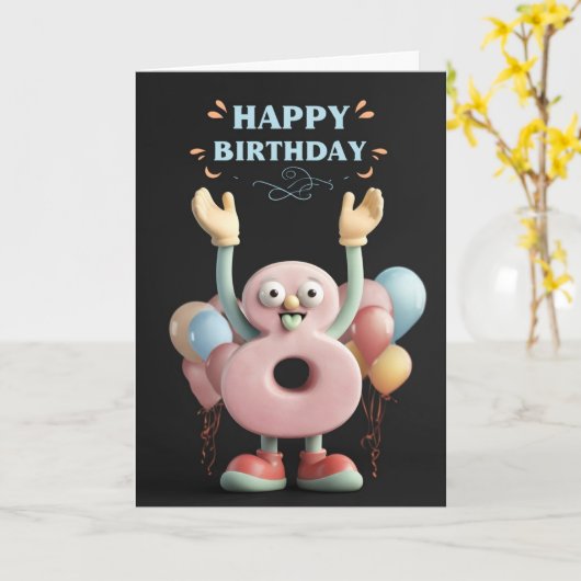 Happy 8th Birthday-kaart Kaart (Gele Bloem)