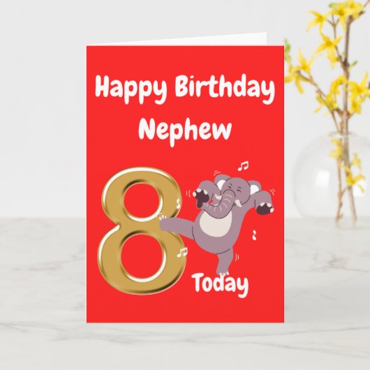 Happy 8th Birthday Nephew Kaart (Gele Bloem)