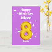 Happy 8th Birthday Niece Kaart (Gele Bloem)