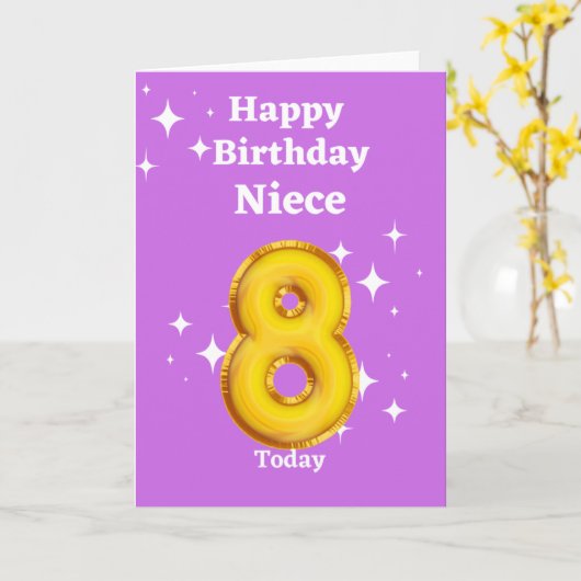 Happy 8th Birthday Niece Kaart (Gele Bloem)