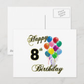 Happy 8th Birthday Post Kaarten en verjaardagskaar (Voorkant / Achterkant)