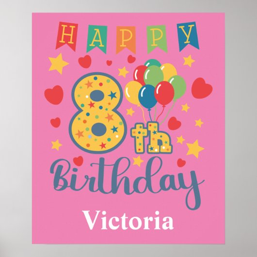 Happy 8th Birthday Poster (Voorkant)